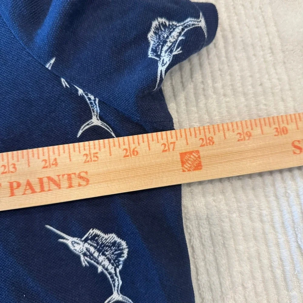 Polo Ralph Lauren Marlin Fish Print Polo Shirt Mens XXL Navy Blue Classic Fit